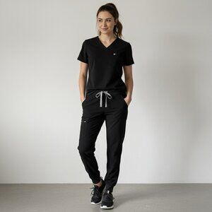 Womens FIGS Technical Collection Zamora Black Scrub Pants Joggers Size XXS Nurse